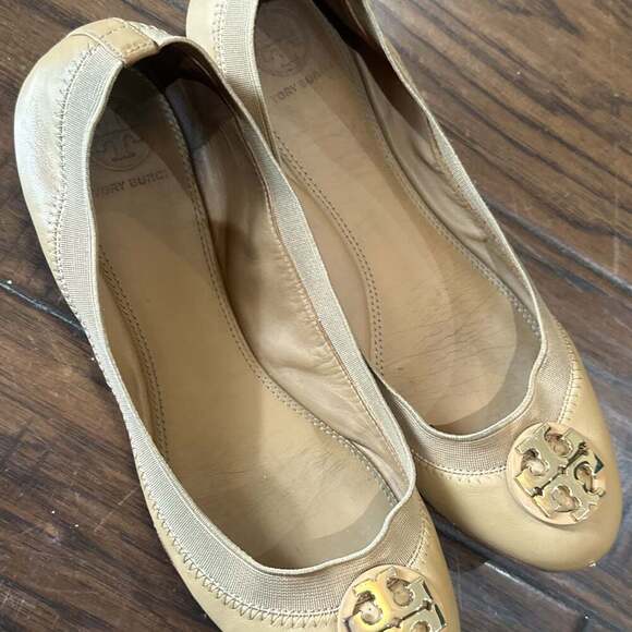 Tory Burch Minnie Travel Ballet Flats, Tan Leather, Women's Size 7.5 - Picture 1 of 5